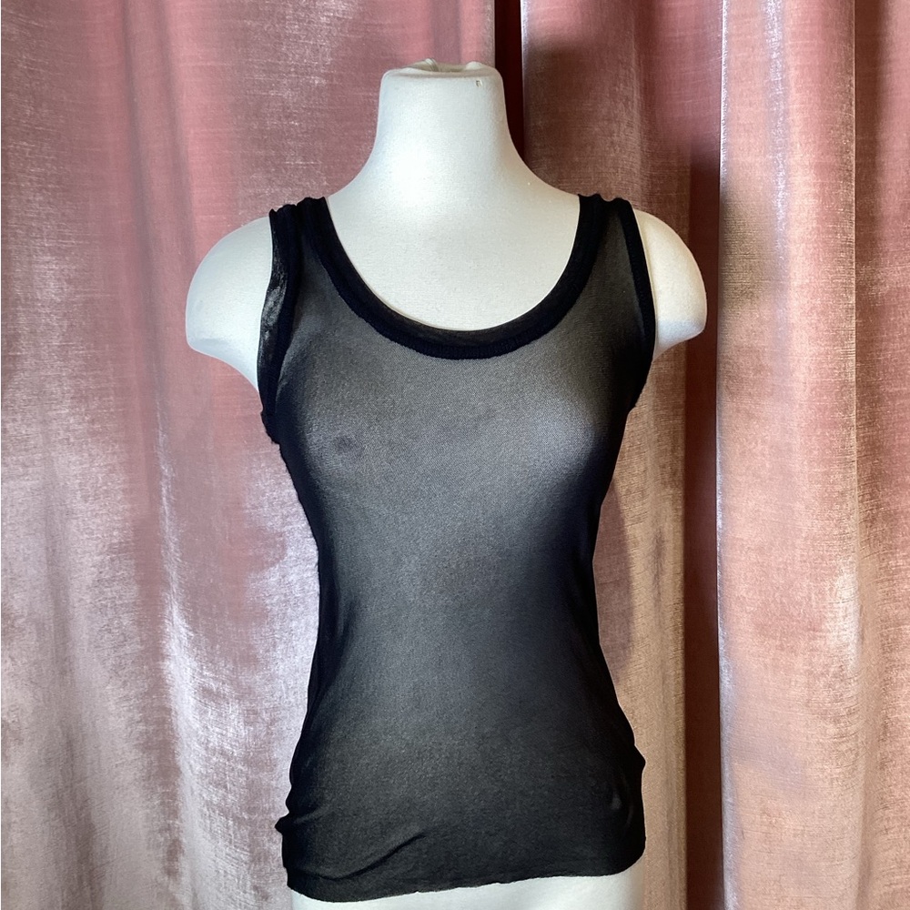 Vintage 90’s Y2K Jean Paul GAULTIER maille sheer mesh lettuce hem tank top -M